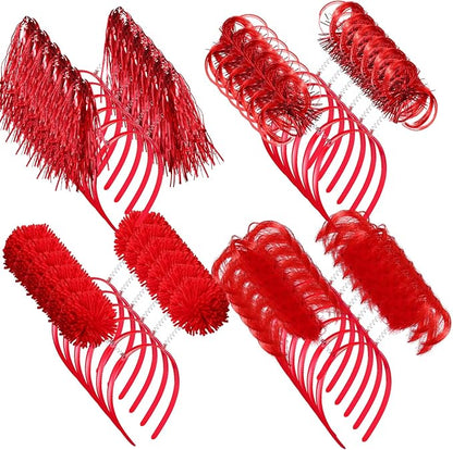 Censen 24 Pcs Pom Pom Headband Tinsel Wrapped Ponytails Head Bopper Costume Headwear Halloween Party Hair Accessories