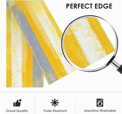 Emvency Yellow Abstract Table Runner, Modern Grey White Art Painting for Kitchen Coffee Table Family Dinners Holiday Parties Wedding Events Decor(13x72 inch)