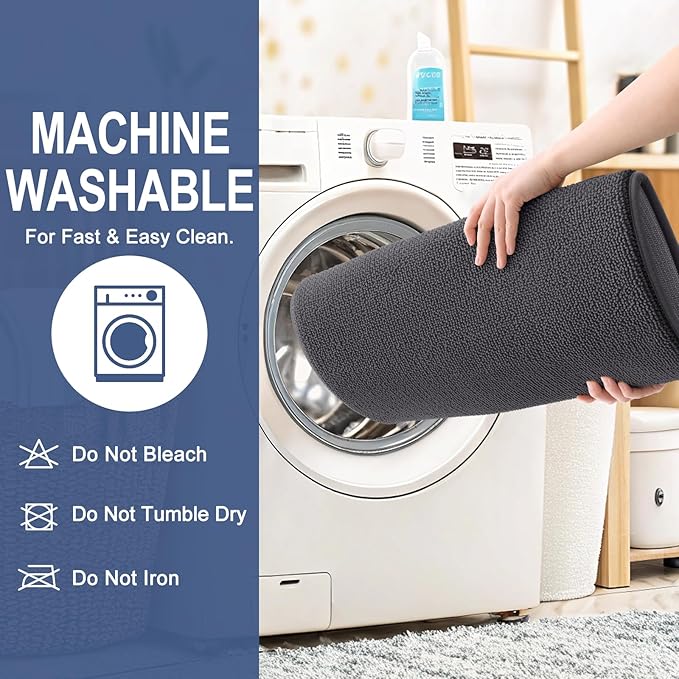 OLANLY Thick Memory Foam Bath Mat Rug 40x24, Extra Soft Absorbent Bathroom Rug, Quick Dry Bath Mats, Non-Slip, Machine Washable Carpet for Bathroom, Tub and Shower, Home Decor Accessories, Dark Grey