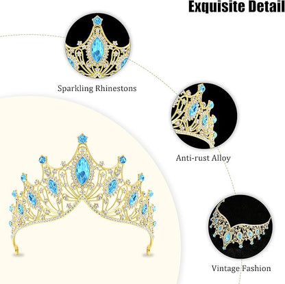 TAROSE Silver Tiaras for Women and Girls, Crystal Gold Crowns for Women, Hair Accessories for Bride/Halloween/Prom/Birthday