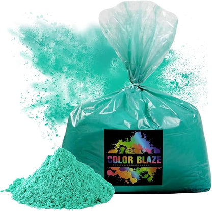 Color Blaze Holi Colored Powder - 5 lbs of Teal Powdered Color - For Fun Runs, Color Toss, Rangoli, Powder War, Backyard Party & Festivals - Pack of 1 Colorful Bag - 5 Pounds in Bulk - Teal