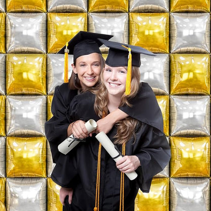 20PCS Gold Square Balloons, Metallic Balloon Wall Tunnel Double Sided Gold & Silver Foil Balloons Kit for Christmas New Year Graduation Birthday Party Backdrop Decorations