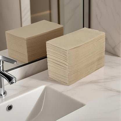 MORGIANA 2-Ply Bamboo Paper Napkins, 300-Count Brown Unbleached Paper Hand Towels for Bathroom & Kitchen, Eco-Friendly