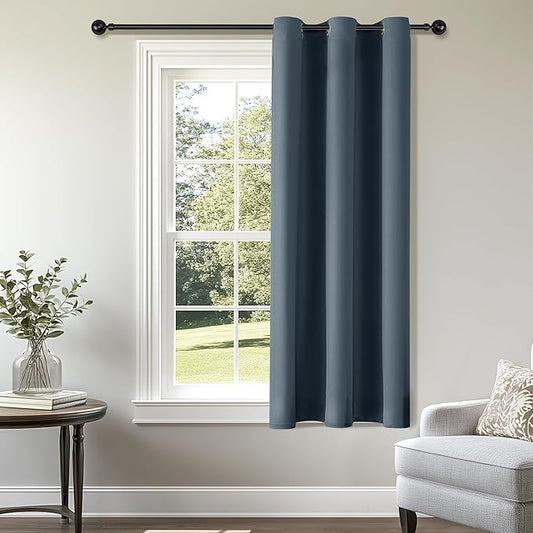 ChrisDowa Small Window Curtains 50 inches Long for Bedroom - Grommet Short Thermal Insulated Room Darkening Curtains for Kitchen (1 Panel, Stone Blue, 29 x 50 Inch)