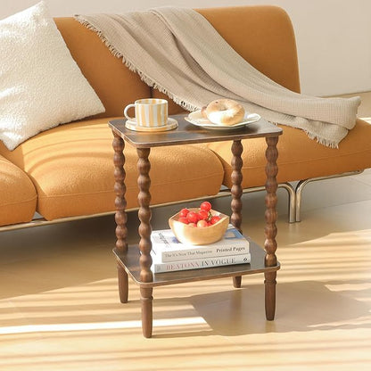 Side Tables Set of 2, Small End Table with Storage Shelf, Night Stand Set 2 Bedside Tables for Living Room, Bedroom, Office and Small Spaces (Rustic Brown)