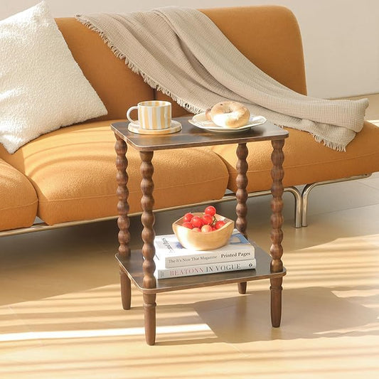 Side Tables Set of 2, Small End Table with Storage Shelf, Night Stand Set 2 Bedside Tables for Living Room, Bedroom, Office and Small Spaces (Rustic Brown)