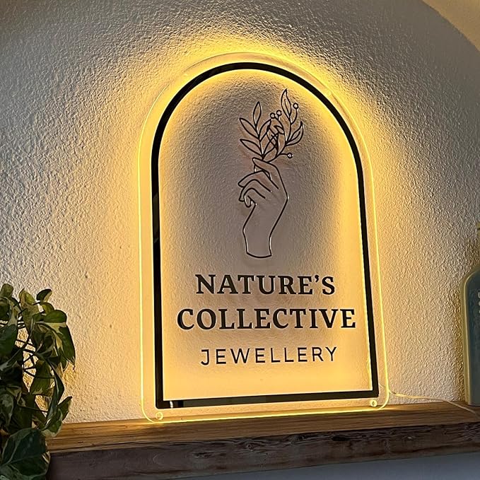 Custom Business Logo Neon Sign - Personalized Backlit Floating Sign with Illuminated Metal & Acrylic, Custom Storefront Logo Light for Salon, Nail, Hair Studio, Office, Bar & Shop Decor