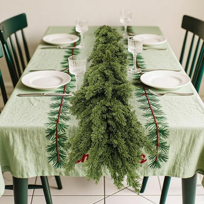 Christmas Garland 6ft, Artificial Norfolk Pine Garlands, Real Touch Garlands for Decoration Christmas, Christmas Cedar Garland for Table, Mantle, Wall, Fireplace, Indoor (Greenery Cypress Garland)