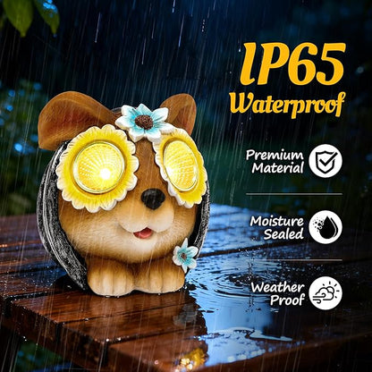 Rabbit Statue for Garden Decor, Bunny Home Figurine Decor with Solar Lights for Outdoor Patio Porch Lawn Yard Backyard Outdoor Indoor Shelf Decoration, Easter Animal Sculptures, for Mom