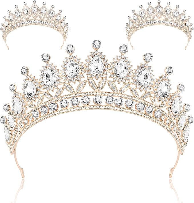 3 Pack Crystal Tiara and Princess Crown,Bridal Wedding Queen Headbands Prom Pageant Birthday Party Hair Accessories