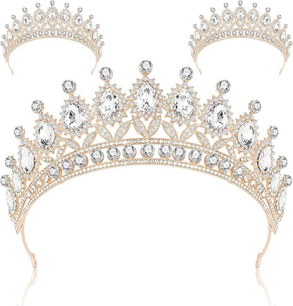 3 Pack Crystal Tiara and Princess Crown,Bridal Wedding Queen Headbands Prom Pageant Birthday Party Hair Accessories