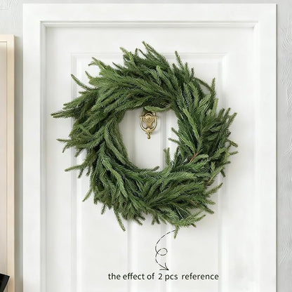 12 FT 2 Pcs 6 Ft Artificial Norfolk Pine Christmas Garlands, Realistic Winter Pine Garland, Green Artificial Greenery Garland for Mantle, Wall, Table,Fireplace,Indoor, Outdoor Christmas Decorations