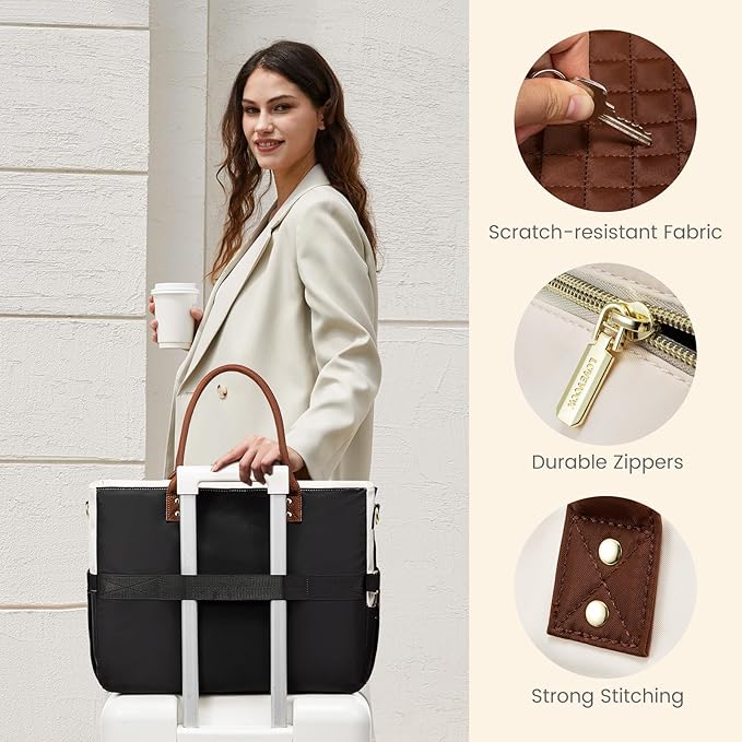 LOVEVOOK Laptop Tote Bag for Women, Work Bags Computer Laptop Bag, Teacher Nurse Bags With Large Cup Holder, Professional Briefcase Business Purses Handbag Gifts, 17 Inch