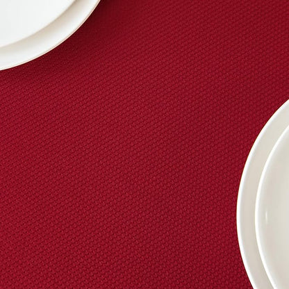 maxmill 2 Pack Rectangle 52 x 70 Inch Red Textured Christmas Tablecloth Spillproof Wrinkle Free Table Cloth for Kitchen Dining Decoration, Fabric Table Cover for Parties Outdoor and Indoor Use