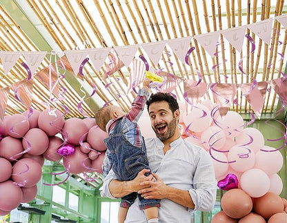 30 pcs Pink Hanging Swirls Decorations Swirl Party Decorations Plastic Party Streamer for Ceiling, 26"