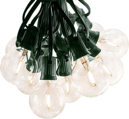 Hometown Evolution, Inc. G50 2" LED Filament Outdoor Patio String Lights with 0.6 Watt Light Bulbs (G50 LED - Green Wire, 100 ft)
