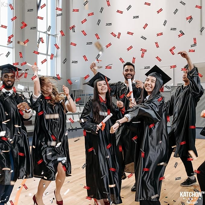 KatchOn, Red and Black Grad Confetti - Pack of 500 | Graduation Confetti Class of 2025 | Grad Table Decorations | Red and Black Graduation Decorations 2025 | Prom Decorations 2025