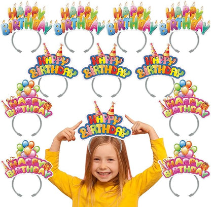 KKBES Happy Birthday Headbands, Paper Birthday Party Hats, 3 Patterns for Children and Adults Celebrating Birthdays
