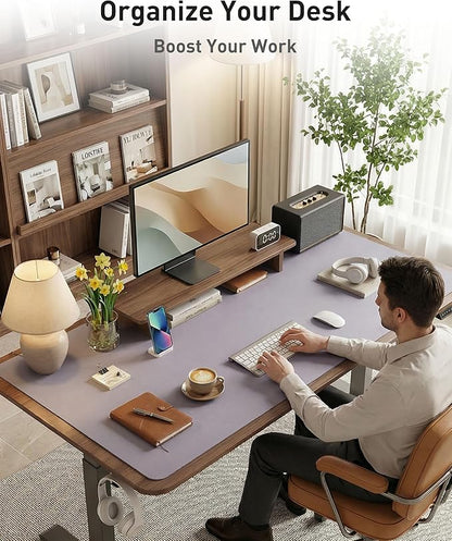 Aothia Faux Leather Desk Mat - Large Mouse Pad, Non-Slip PU Leather Blotter, Waterproof Writing Surface for Office and Home (Lavender, 40" x 24")