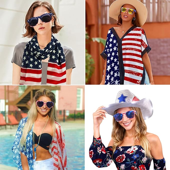 Eyegla Bulk American Sunglasses USA Flag Sunglasses Patriotic Glasses 4th of July Party Supplies-10/20Pack