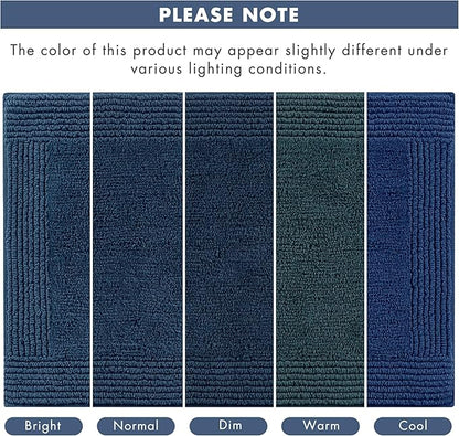 Madison Park Splendor Reversible 100% Cotton Tufted Bathroom Rug-3000 GSM Hotel Quality Luxurious Plush Medium Pile Bath Mat Absorbent, Quick Dry, Shower Room Décor, 24x60 Navy