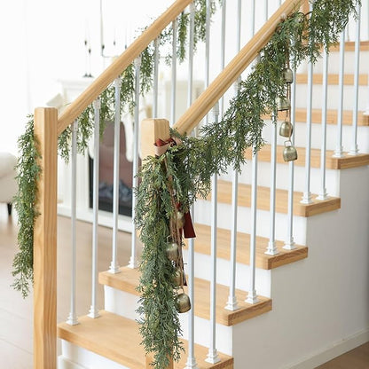 MIZII Christmas Garlands 6 Feet Artificial Pine Garland Real Touch Green Pines Vine Faux Greenery Garland Christmas Decorations for Xmas Fireplace Mantle Home Decor Indoor Outdoor (Green Pine)