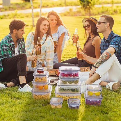 44 PCS Food Storage Container with Lid (22 Lids & 22 Containers) - Leakproof Meal-Prep Containers for Kitchen Storage Reusable Plastic Microwave/Dishwasher Safe with Labels & Pen