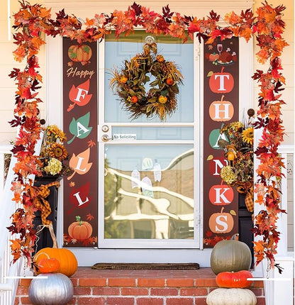 DearHouse 6 Pack Fall Garland Maple Leaf Clearance, 5.9Ft/Piece Hanging Vine Artificial Autumn Garland Thanksgiving Decor for Home Wedding Fireplace Party Christmas (Red)