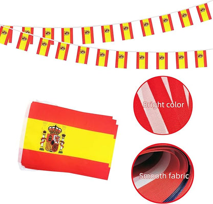 Spain Small String Flags, 50 Feet 38 Pcs Spanish Pennant Banner Bunting Flags, Patriotic Events, Independence Day, Country Festival, Commemoration, Decorations (Spain)