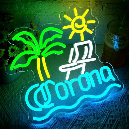 Palm Tree Neon Sign for Wall Decor Beer Neon Light for Man Cave Bar LED Light Up Sign for Home Bar Club Restaurant Summer Beach Party Birthday Gift Christmas Art Size 13.3 * 12.5In(ZYLD284)