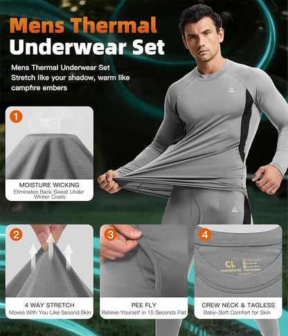 CL convallaria Thermal Underwear Long Johns Set Mens Winter Gift Hunting Gear Sport Base Layer Bottom Top