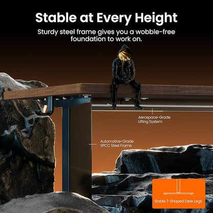 ErGear Height Adjustable Electric Standing Desk, 55 x 28 Inches Sit Stand up Desk, Memory Computer Home Office Desk, Dark Walnut
