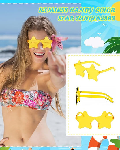 20 Pairs Rimless Star Sunglasses Bulk Transparent Candy Color Star Glasses for Women Men Party Favors