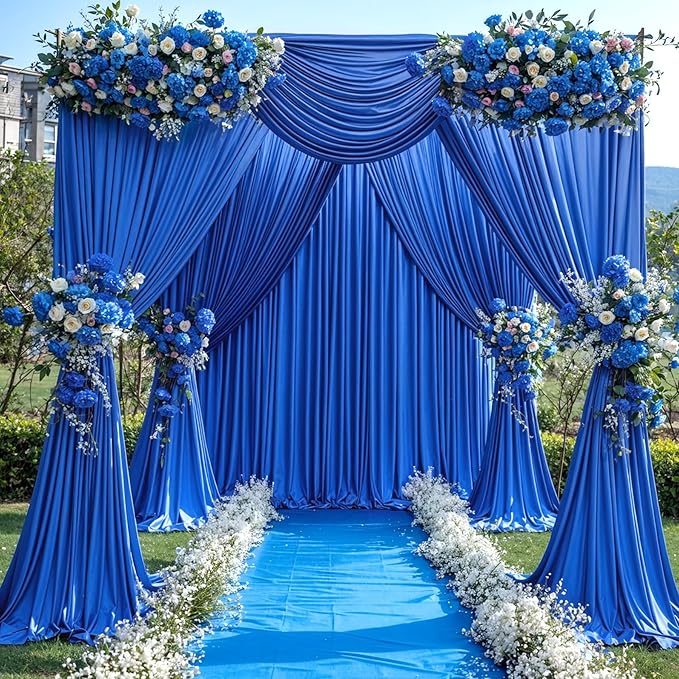 Royal Blue Backdrop Curtain for Parties Wrinkle Free Blue Photo Curtains Backdrop Drapes Fabric Decoration for Wedding Birthday Party Baby Shower 5ft x 8ft,2 Panels