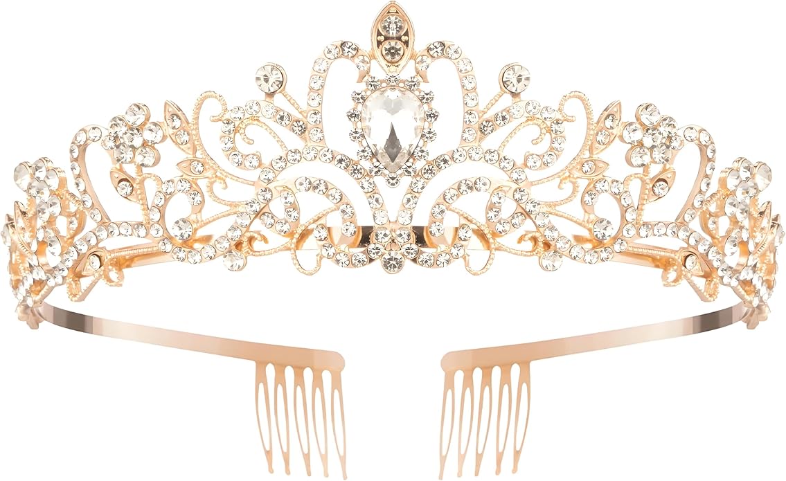 Princess Crown for Women, Crystal Queen Tiaras for Girls Bridal Hair Accessories Gifts for Birthday Wedding Prom, Bridal Party, Pageant, Halloween Christmas Costume