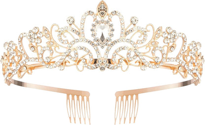 Princess Crown for Women, Crystal Queen Tiaras for Girls Bridal Hair Accessories Gifts for Birthday Wedding Prom, Bridal Party, Pageant, Halloween Christmas Costume