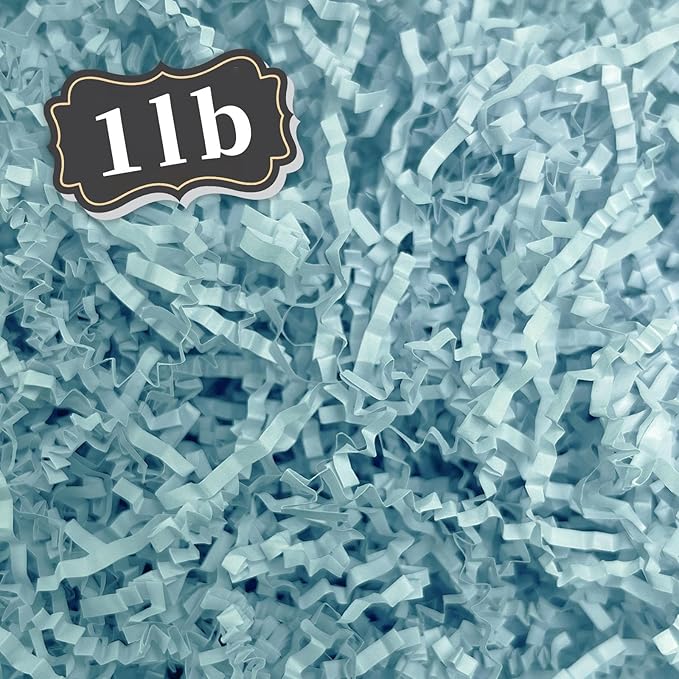 ZEBMOON 1 LB Blue Crinkle Cut Paper Shred Filler Great for Gift Wrapping, Basket Filling, Birthday, Wedding, Halloween, Thanksgiving, Christmas Day, New Year Party Decorations Filling Supplies A