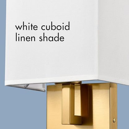 YUBOLE Gold Wall Sconces Mid Century Wall Light with Linen Shade Set of 2 Lamps Wall Mounted for Bedroom Stairway Indoor or Hotel-Hardwired