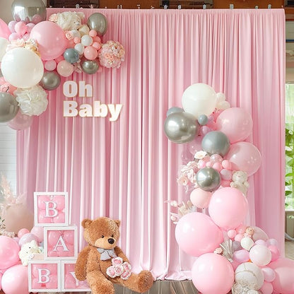8 x 10 ft Baby Pink Backdrop Curtains Photo Background Panels Wrinkle Free Drapes for Backdrop Soft Long Curtains for Backdrop Decoration Princess Birthday Parties Wedding Bridal Shower