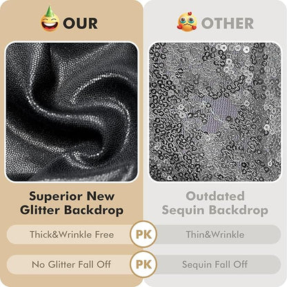 10ftx10ft Shimmer Black Sequin Backdrop Curtain for Parties, Thick Wrinkle Free Glitter Backdrop Drapes Photo Back Drop Curtains for Birthday Wedding Halloween Photography Background-2 Panels 5x10ft