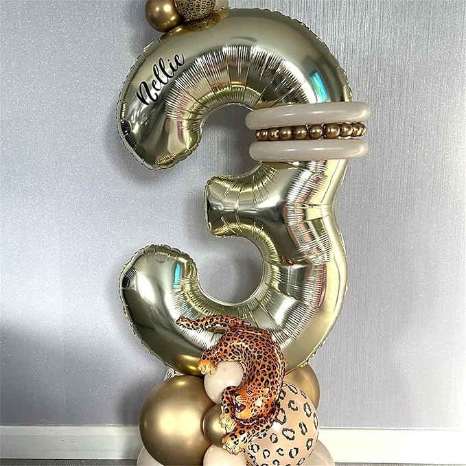Champagne Gold 8 Balloons, 40" Giant Helium Foil Number 0-9 Light Gold Birthday Balloon for Boys Girls, Self Inflating Digit 8 Balloons for Women Men Anniversary Graduation Party Decorations Supplies