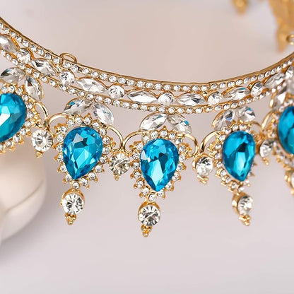 FORSEVEN Queen Crown Rhinestone Wedding Crowns and Tiaras for Women Costume Party Hair Accessories Princess Birthday Crown Crystal Bridal Crown Christmas Decorations Headband
