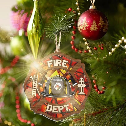 FLAGWIX Firefighter Christmas Ornaments 2025 - Suncatcher Firefighter Ornament - Fireman Gifts for Men Women Family Friends, Fireman Ornament for Christmas Decorations, Retirement Gifts for Firemen