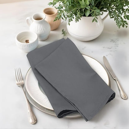 Zoyer Cloth Napkins Set of 4, 18x18 Inches Cotton Enrich Napkins Cloth ‎Washable, Soft & Durable Dinner Napkins for Parties, Wedding, Christmas, ‎Thanksgiving & Everyday Use - Charcoal Grey