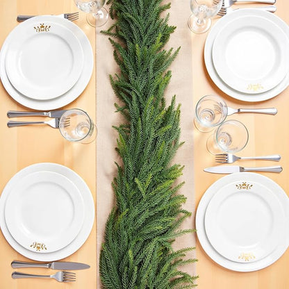 9Ft Artificial Pine Garlands, Realistic Pine Garland, Green Artificial Greenery Garland for Table, Mantle, Wall, Indoor, Outdoor Winter Christmas Decorations