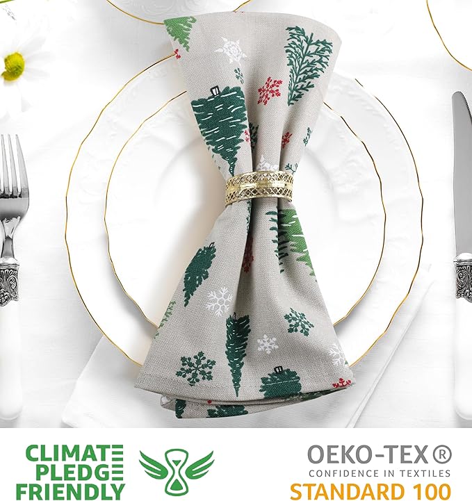 Urban Villa Cloth Napkins Set of 12 20x20 Inches 100% Cotton Napkins Cloth Washable Durable Reusable Absorbent Table Dinner Napkins Cloth for Christmas Hotel Lunch Restaurant Parties –Green Tree