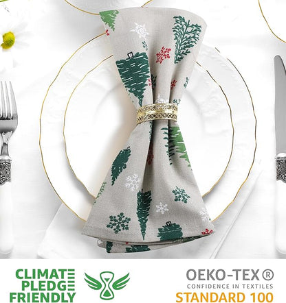 Urban Villa Cloth Napkins Set of 12 20x20 Inches 100% Cotton Napkins Cloth Washable Durable Reusable Absorbent Table Dinner Napkins Cloth for Christmas Hotel Lunch Restaurant Parties –Green Tree