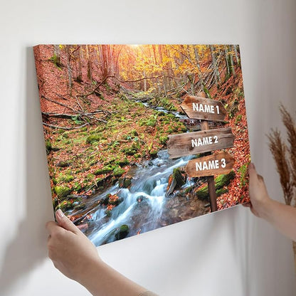 Dem Canvas Personalized Family Street Signs With Names | The Autumn Forest | Photo Canvas Gifts