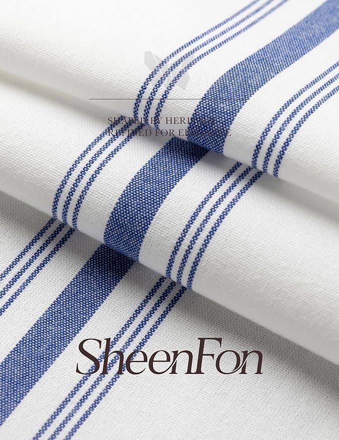100% Polyester Napkin 18"x22", Dual-Stripe Border – Durable Decorative Napkins for Restaurants & Events, Royal Blue, Set of 12
