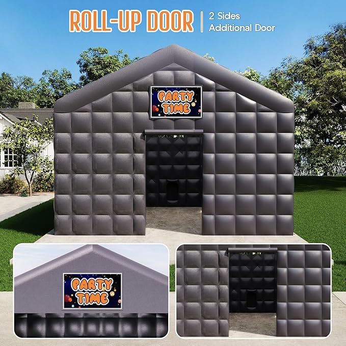 SPECRAFT 20x16x14 FT Large Inflatable Nightclub, Inflatable Tent for Parties with 2 Sides Escape Doors, Party Tent for Birthday Party/Outdoor Events, Black